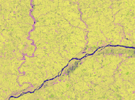 Kickapoo river NDVI flooding in pink.